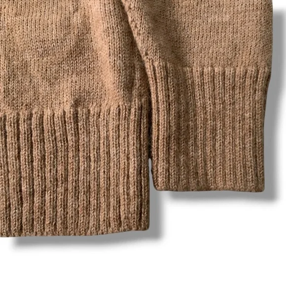 CAES Knit Crewneck Sweater Alpaca Virgin Wool Brown Khaki Tan Medium - Picture 8 of 12